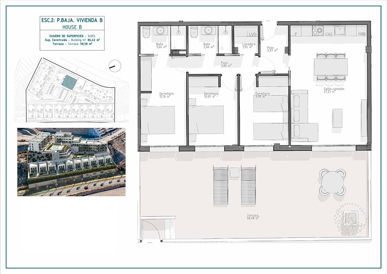Appartements mit 3 Schlafzimmern, 2 Bädern, Tiefgaragenstellplatz und Gemeinschaftspool nur ca. 700 m vom Strand