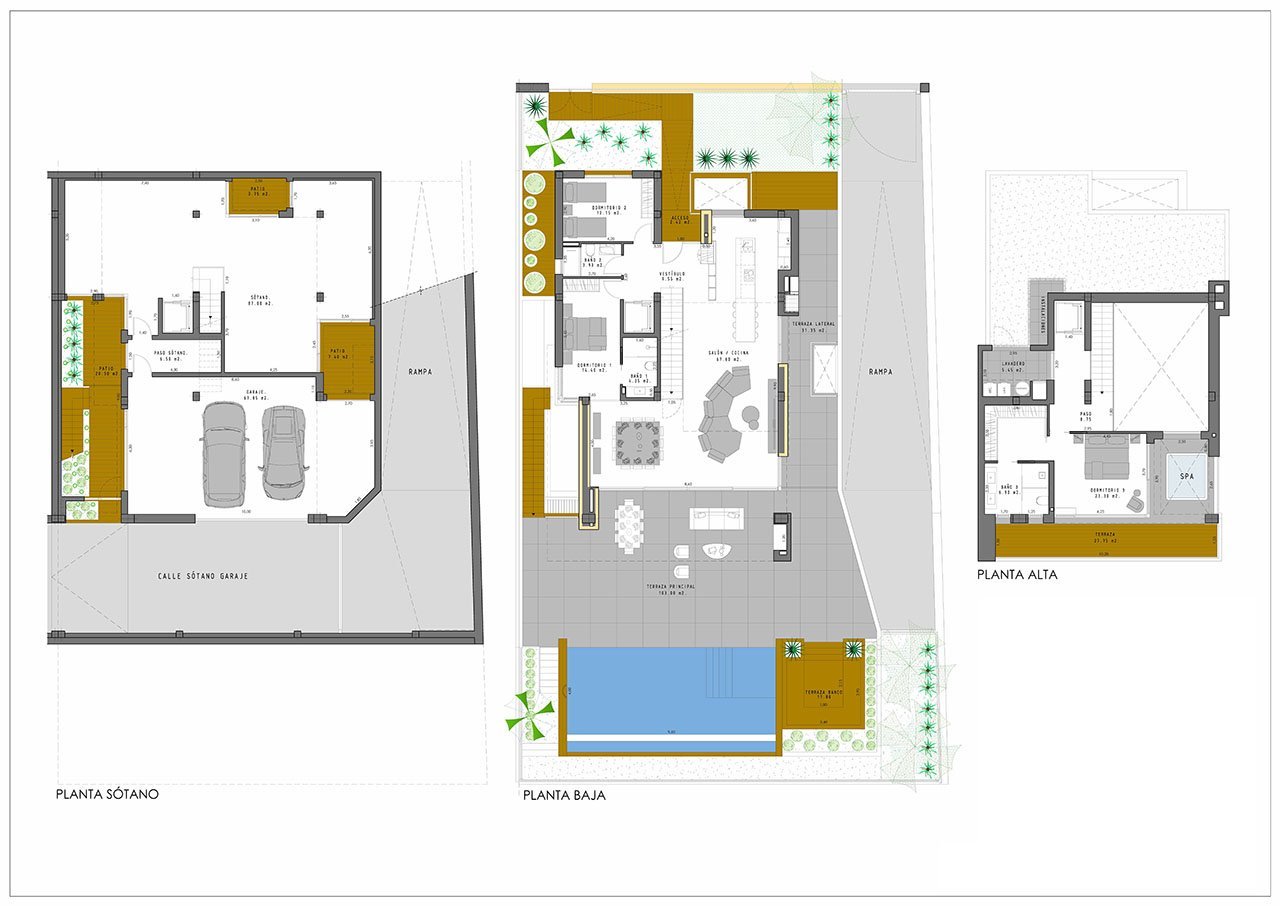Fantastische Villen mit 3 Schlafzimmern, 3 Bädern, Klimaanlage, Fußbodenheizung und Privatpool in erester Linie am Golfplatz