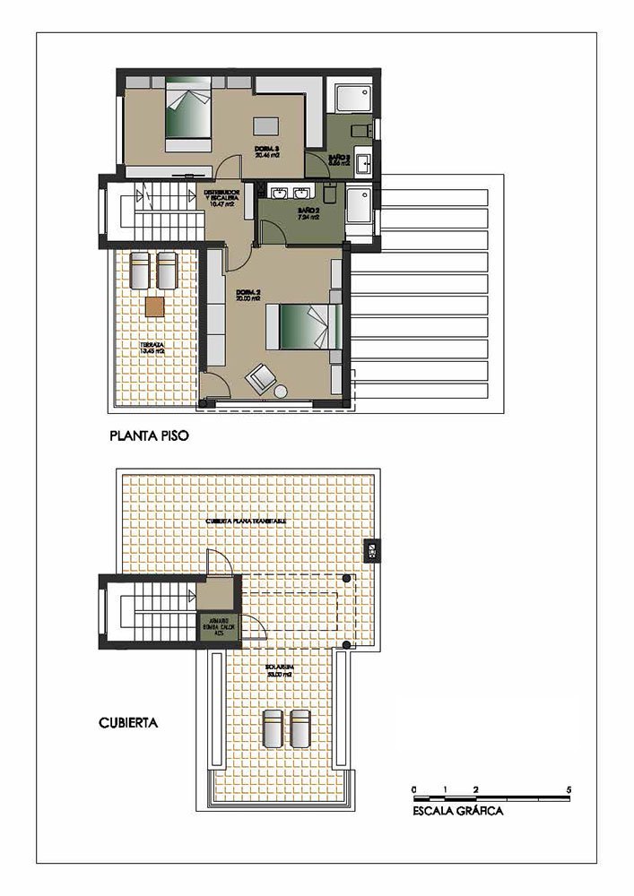 Exklusive Villen mit 3 - 4 Schlafzimmern, 3 Bädern, 1 Gäste-WC, Dachterrasse und Privatpool nur 600 m vom Strand