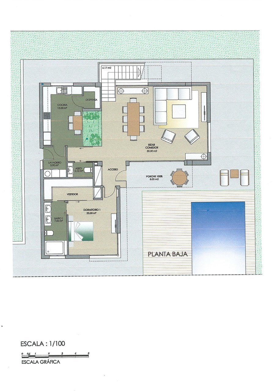 Exklusive Villen mit 3 Schlafzimmern, 3 Bädern, 1 Gäste-WC, Dachterrasse und Privatpool nur 600 m vom Strand