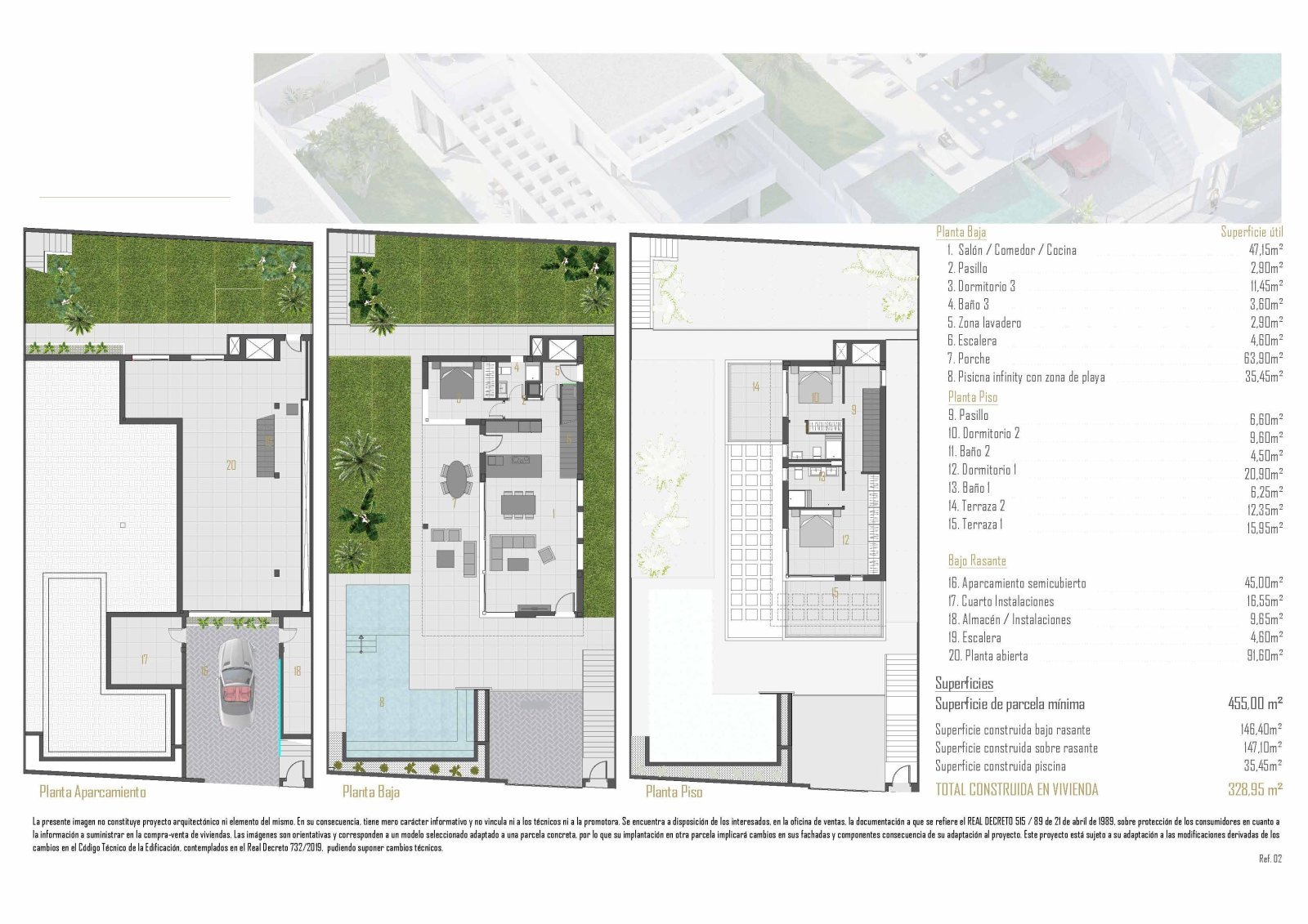 Exklusive Villen mit 3 Schlafzimmern, 3 Bädern, Privatpool, Keller/Garage und Meerblick