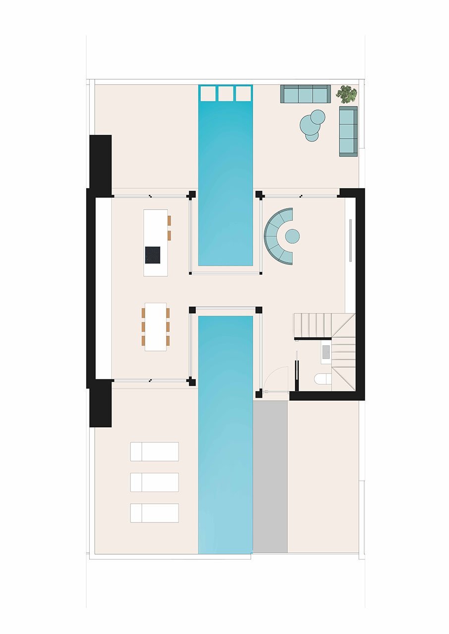 Einzigartige Reihenvillen mit 3 Schlafzimmern, 2 Bädern, Gäste-WC, Dachterrasse und Privatpool
