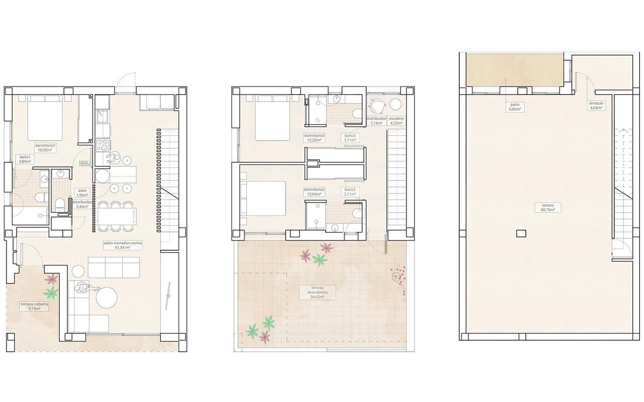 Moderne Villen mit 3 Schlafzimmern, 3 Bädern, Gäste-WC, Keller, Klimaanlage und Privatpool in wunderschöner Umgebung