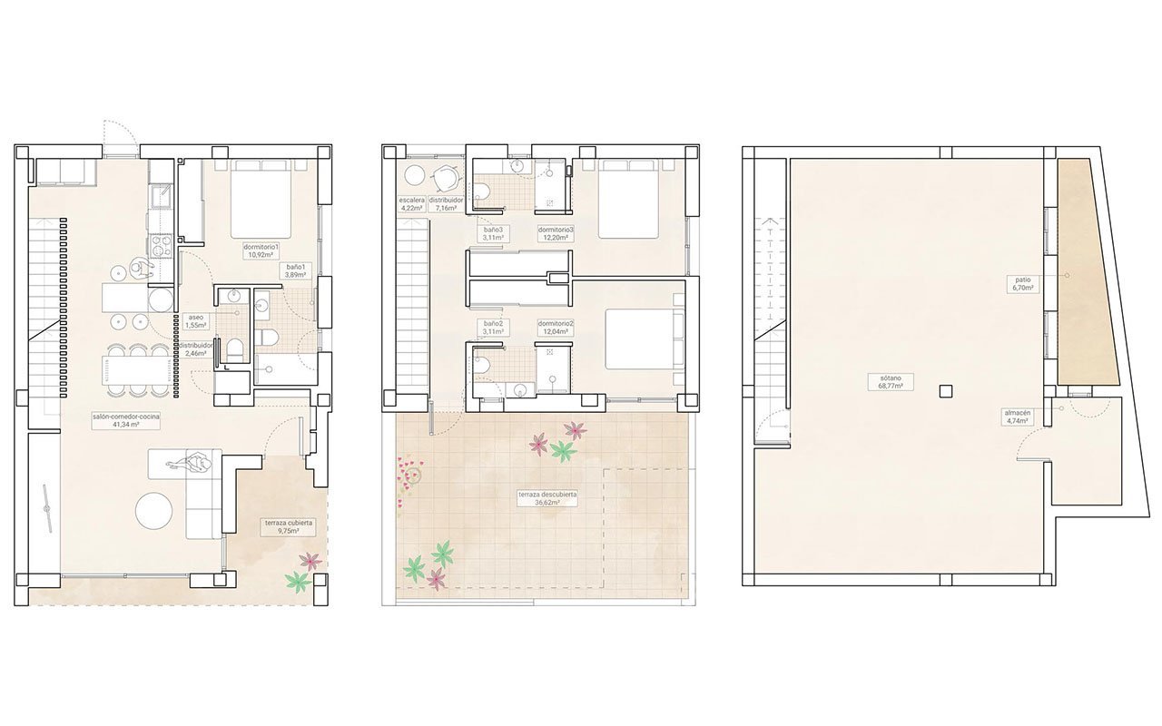 Moderne Villen mit 3 Schlafzimmern, 3 Bädern, Gäste-WC, Keller, Klimaanlage und Privatpool in wunderschöner Umgebung