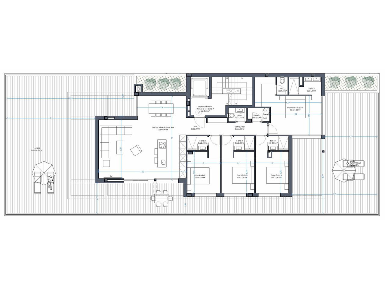 Fantastische Penthouse-Wohnungen mit 4 Schlafzimmern, Klimaanlage, Tiefgaragenstellplatz und Meerblick im exklusiven Las Colinas Golf Resort