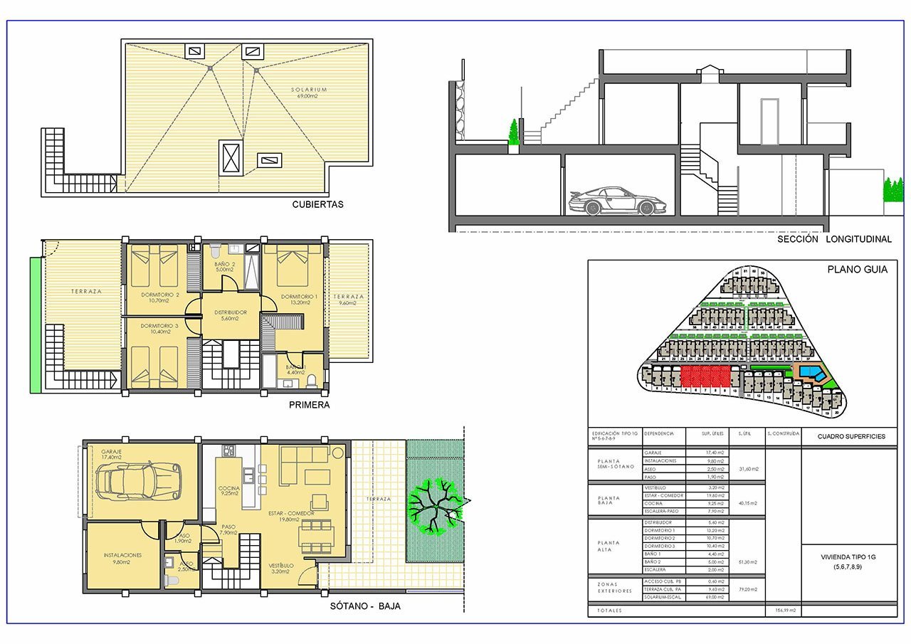 Wunderschöne Reihenhäuser mit 3 Schlafzimmern, 2 Bädern, Gäste-WC, Keller/Garage, Dachterrasse und Gemeinschaftspool bei Alenda Golf