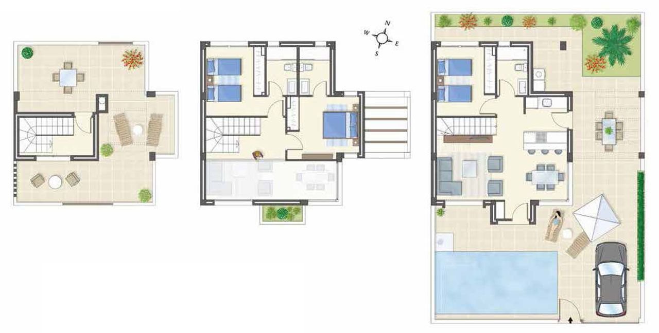 Wunderschöne und komfortable 4-Zimmer-Villen mit doppelter Raumhöhe und Privatpools