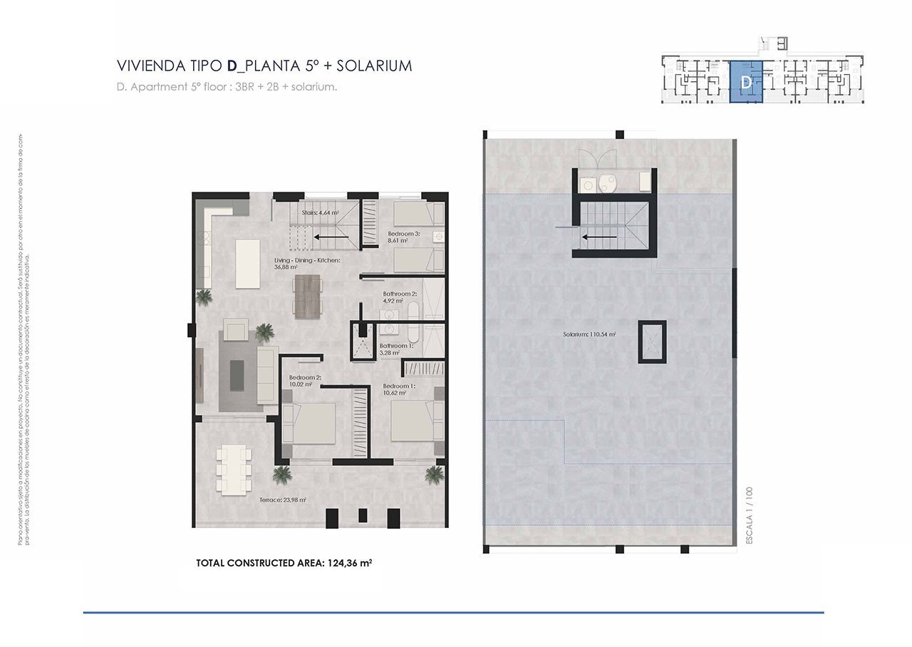 Penthouse-Wohnungen mit 3 Schlafzimmern, 2 Bädern, Vorinstallation Klimaanlage, Kfz-Stellplatz und Gemeinschaftspool nur 700 m vom Strand