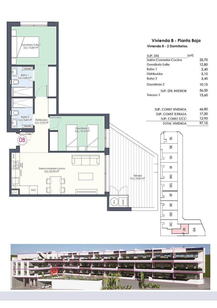 Appartements mit 2 Schlafzimmern, 2 Bädern, Einbauküchen mit Elektrogeräten und Gemeinschaftspool