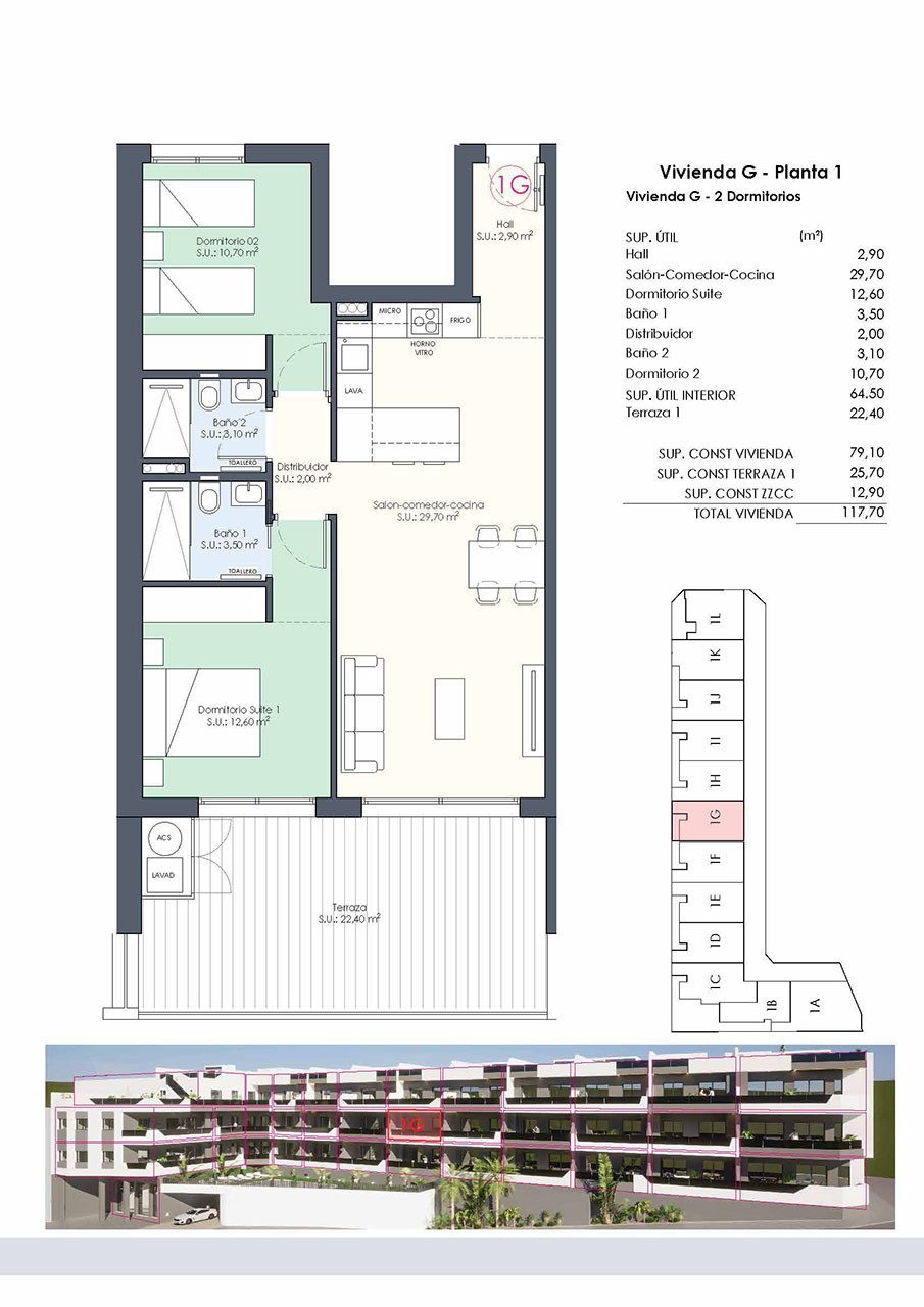Appartements mit 2 Schlafzimmern, 2 Bädern, Einbauküchen mit Elektrogeräten und Gemeinschaftspool