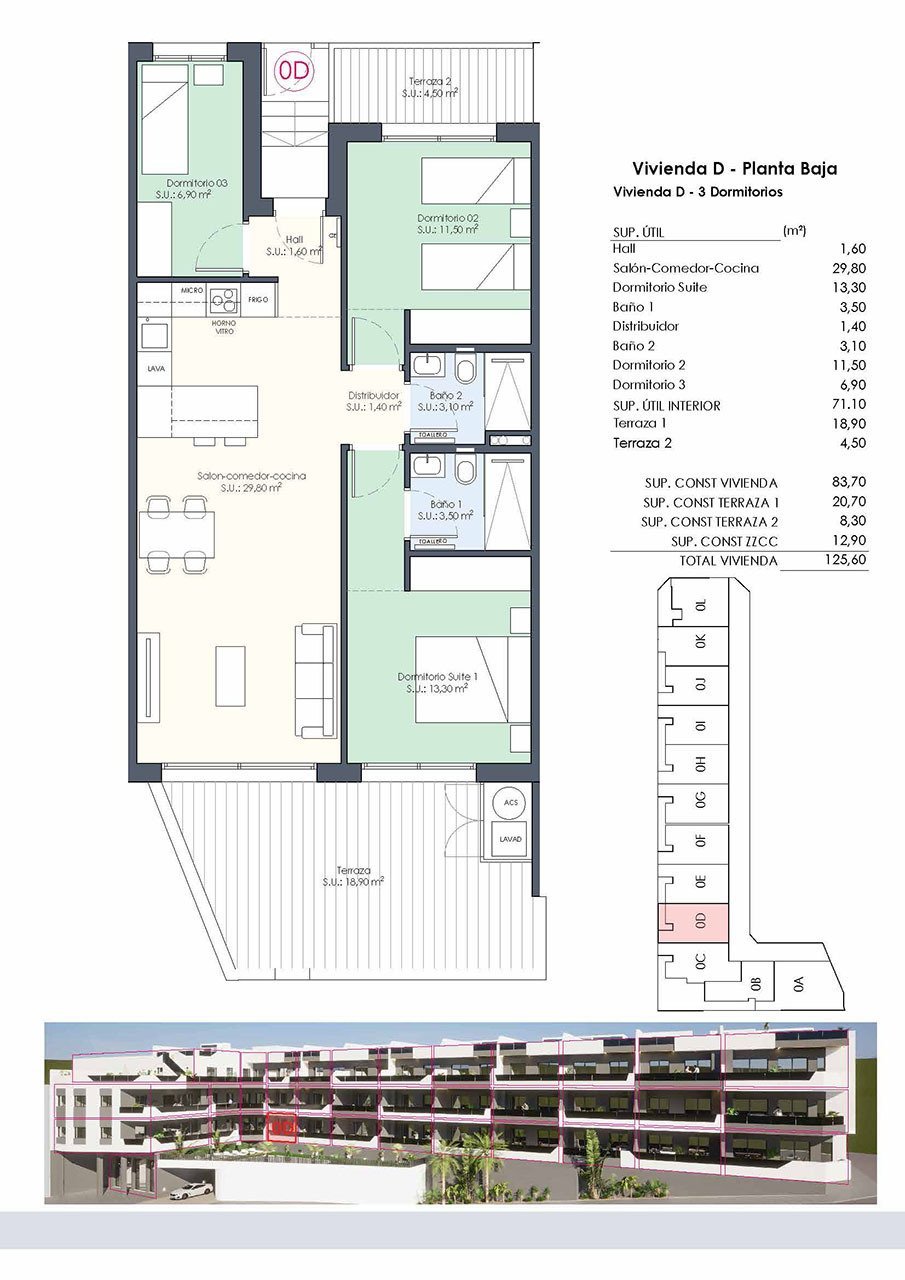Appartements mit 3 Schlafzimmern, 2 Bädern, Einbauküchen mit Elektrogeräten und Gemeinschaftspool