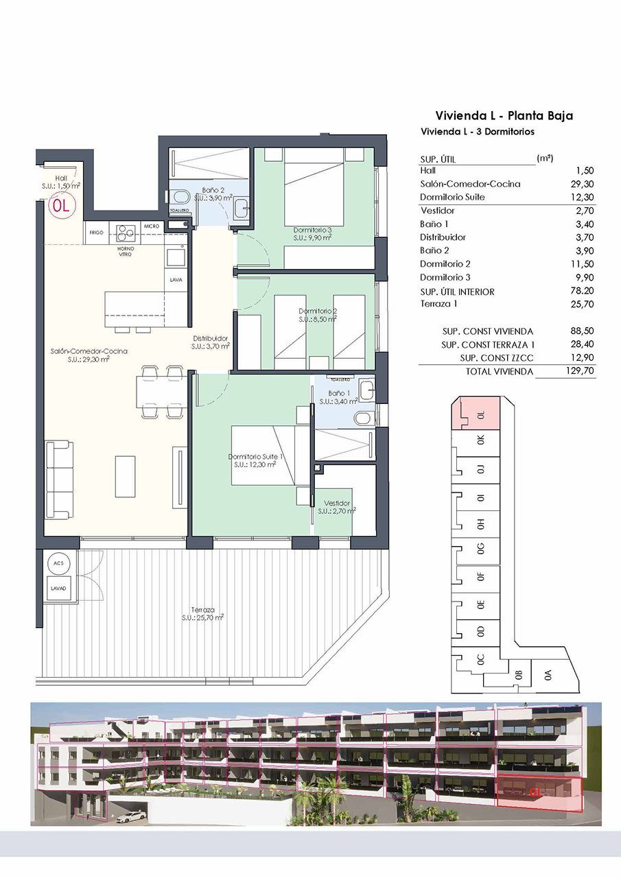Appartements mit 3 Schlafzimmern, 2 Bädern, Einbauküchen mit Elektrogeräten und Gemeinschaftspool