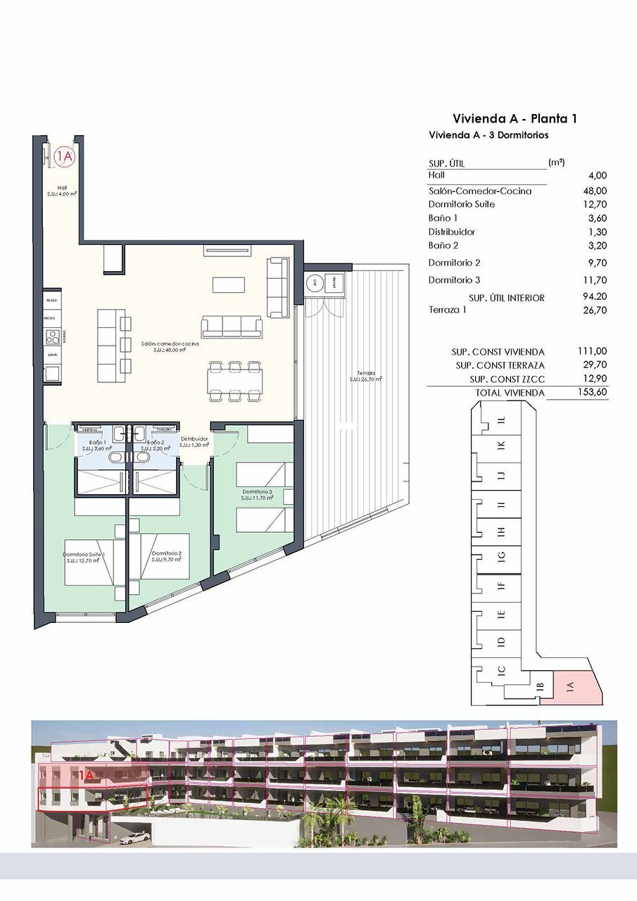 Appartements mit 3 Schlafzimmern, 2 Bädern, Einbauküchen mit Elektrogeräten und Gemeinschaftspool