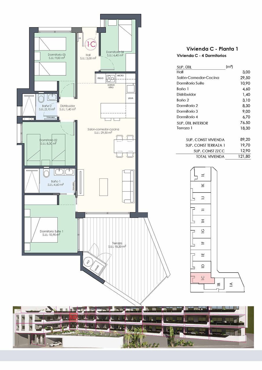 Appartements mit 4 Schlafzimmern, 2 Bädern, Einbauküchen mit Elektrogeräten und Gemeinschaftspool