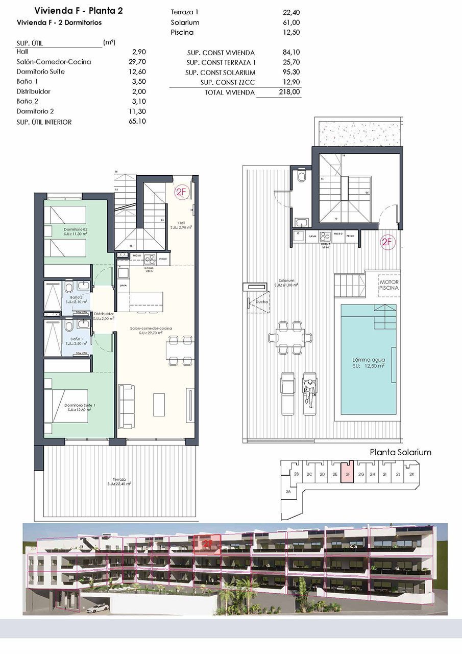 Penthouse-Wohnungen mit 2 Schlafzimmern, 2 Bädern, Dachterrasse, WC, Privatpool und Einbauküchen mit Elektrogeräten