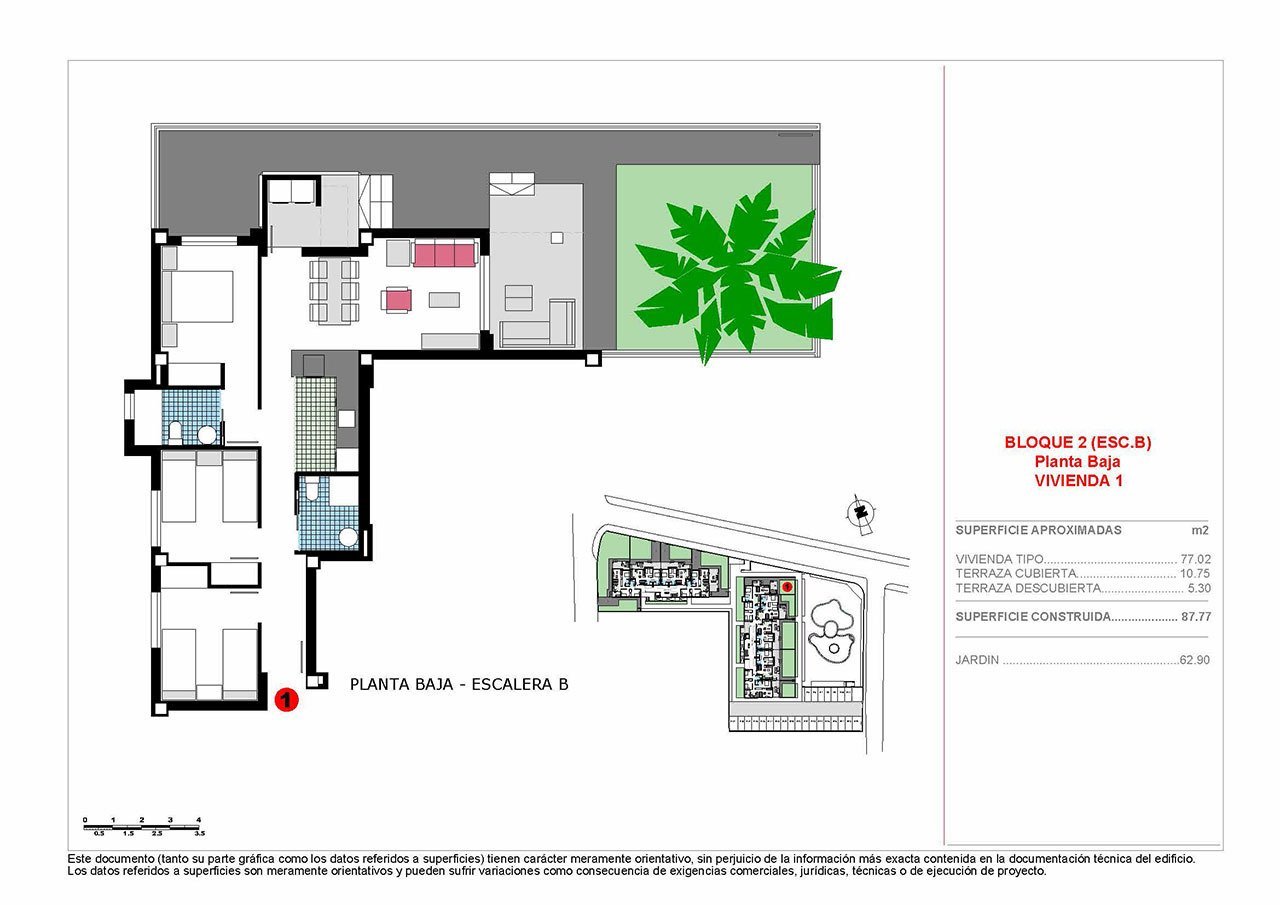 Appartements mit 3 Schlafzimmern, 2 Bädern und Gemeinschaftspool nur 200 m vom Strand