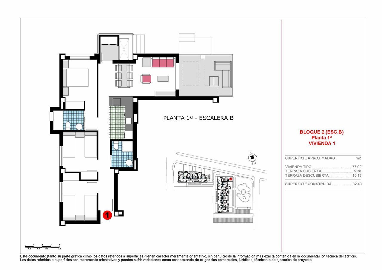 Appartements mit 3 Schlafzimmern, 2 Bädern und Gemeinschaftspool nur 200 m vom Strand