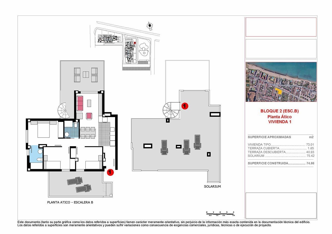 Penthouse-Wohnung mit 3 Schlafzimmern, 2 Bädern, Dachterrasse und Gemeinschaftspool nur 200 m vom Strand