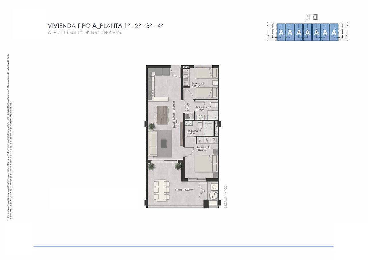 Appartements mit 2 Schlafzimmern, 2 Bädern, Vorinstallation Klimaanlage, Kfz-Stellplatz und Gemeinschaftspool nur 700 m vom Strand