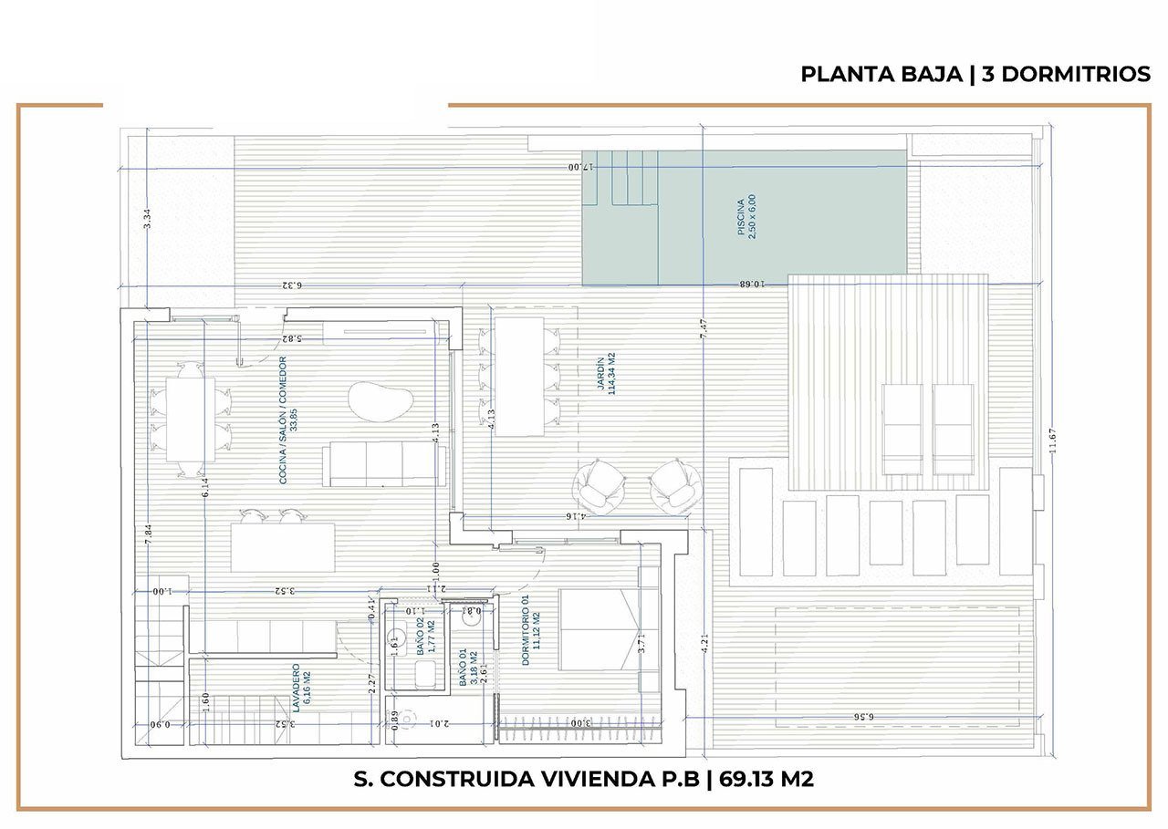 Villen mit 3 Schlafzimmern, 2 Bädern, Gäste-WC, Einbauküchen mit Elektrogeräten, Kfz-Stellplatz und Privatpool