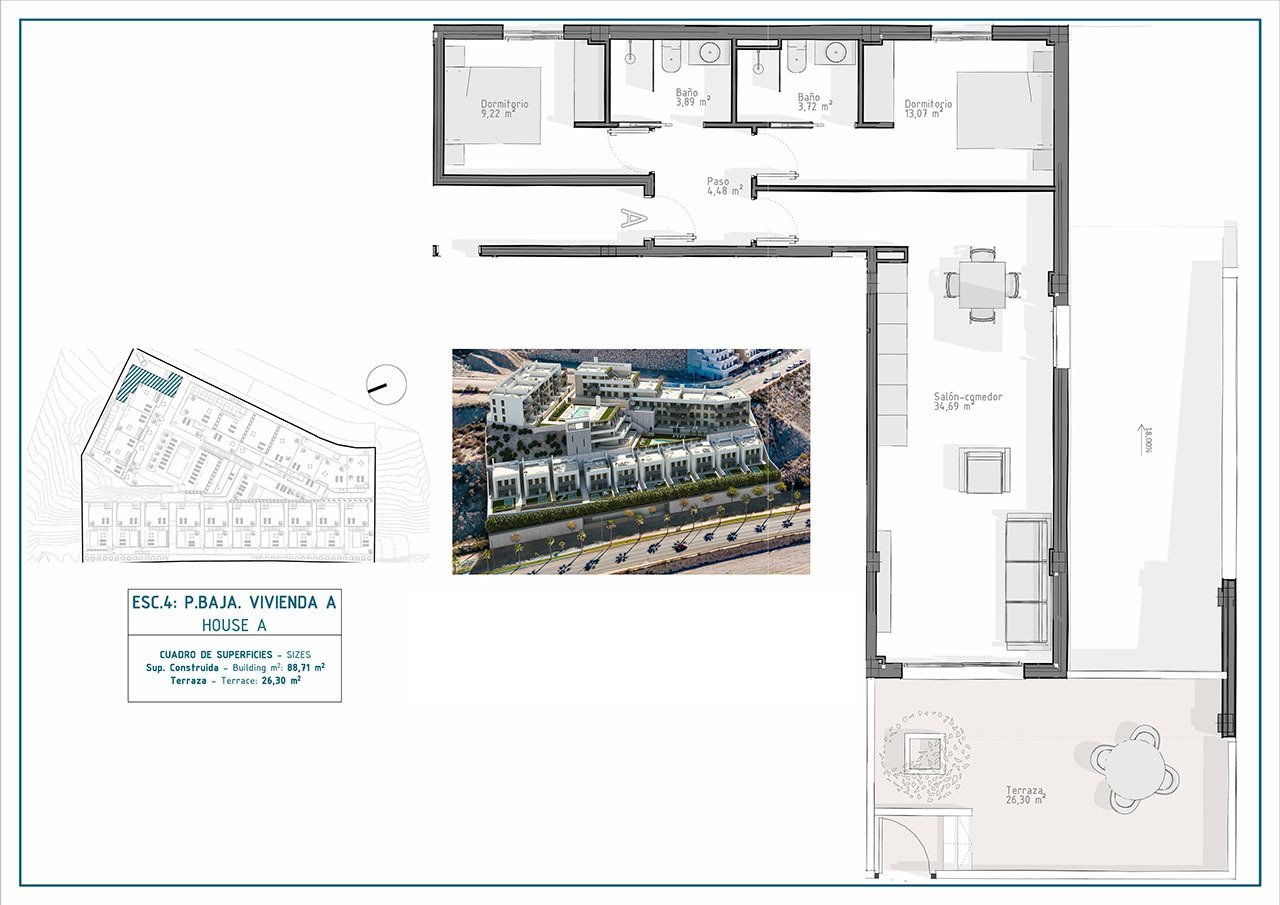 Appartements mit 2 Schlafzimmern, 2 Bädern, Tiefgaragenstellplatz und Gemeinschaftspool nur ca. 700 m vom Strand