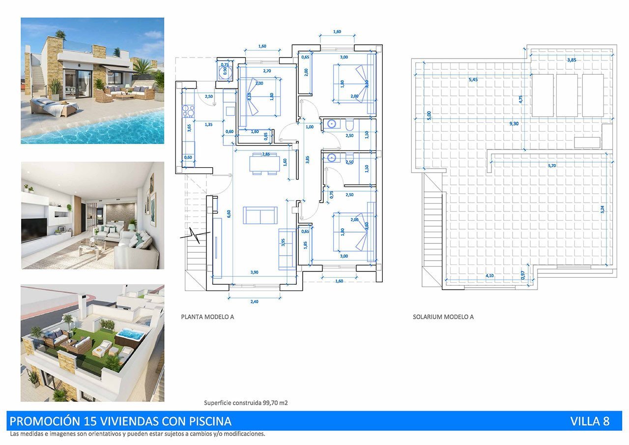 Exklusive Villen mit 3 Schlafzimmern, 2 Bädern, Dachterrasse, Klimaanlage, Privatpool und Kfz-Stellplatz