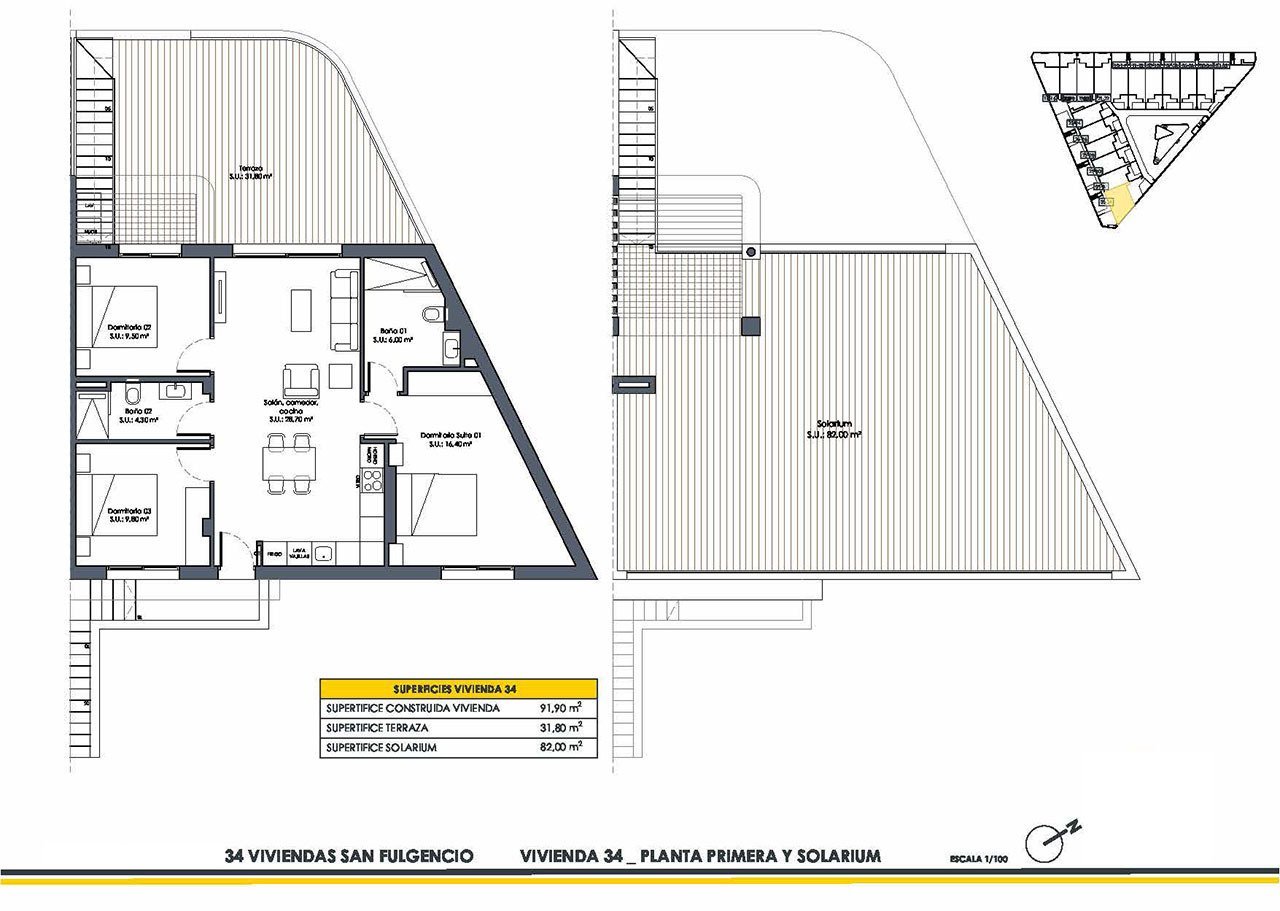 Obergeschoss-Wohnungen mit 3 Schlafzimmern, 2 Bädern, Dachterrasse, Kfz-Stellplatz und Gemeinschaftspool