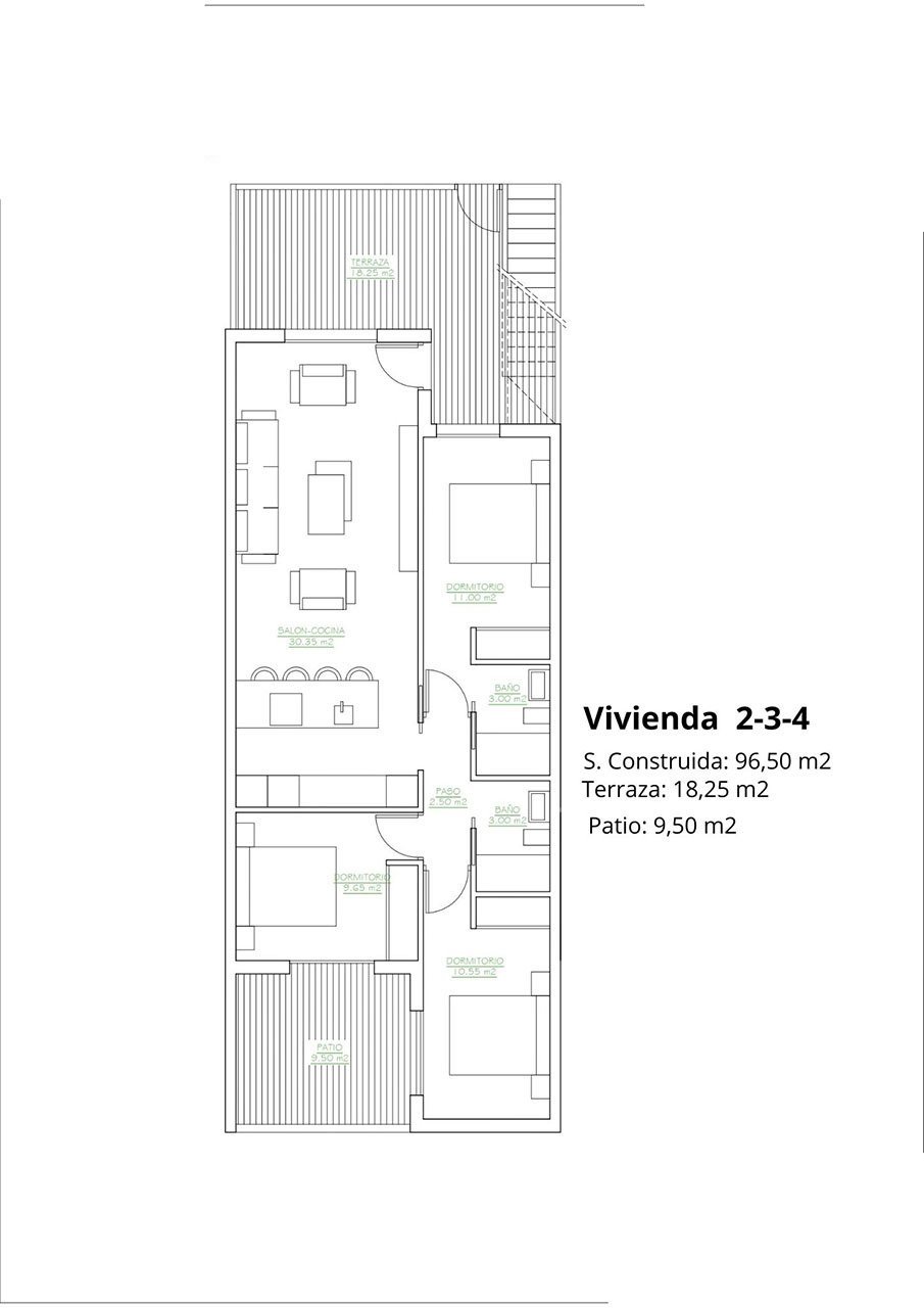 Erdgeschoss-Wohnungen mit 3 Schlafzimmern, 2 Bädern und Gemeinschaftspool