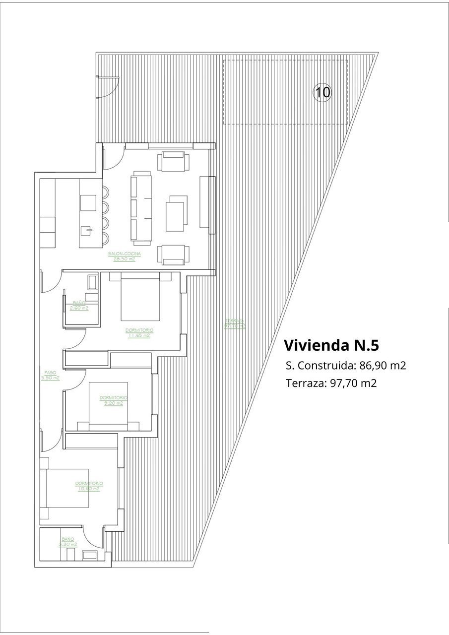 Erdgeschoss-Wohnungen mit 3 Schlafzimmern, 2 Bädern und Gemeinschaftspool