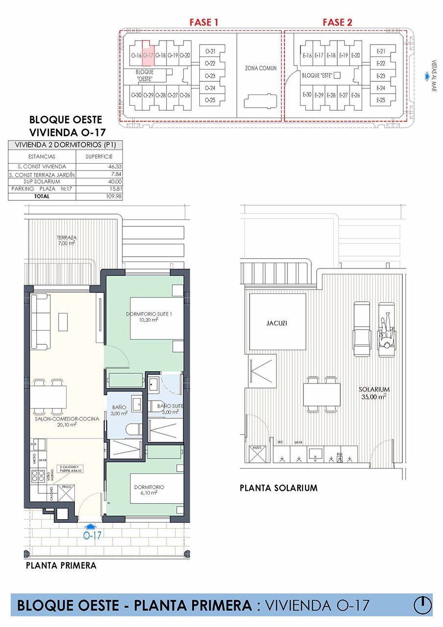 Obergeschoss-Wohnungen mit 2 Schlafzimmern, 2 Bädern, Dachterrasse, Tiefgaragenstellplatz und Gemeinschaftspool nur 200 m vom Strand