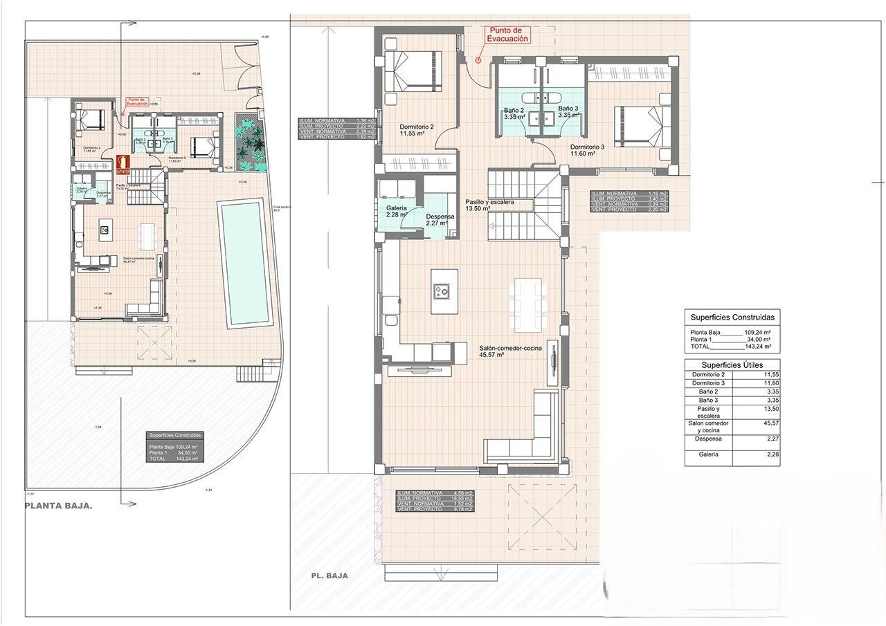 Exklusive Villen mit 3 Schlafzimmern, 3 Bädern, Keller, Kfz-Stellplatz und Privatpool