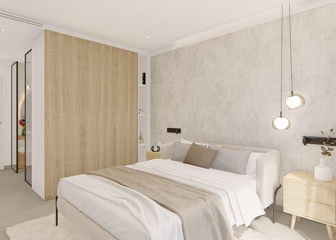 Appartements mit 2 Schlafzimmern, 2 Bädern, Klimaanlage, Einbauküchen mit Elektrogeräten, Tiefgaragenstellplatz, Gemeinschaftspool und Spa