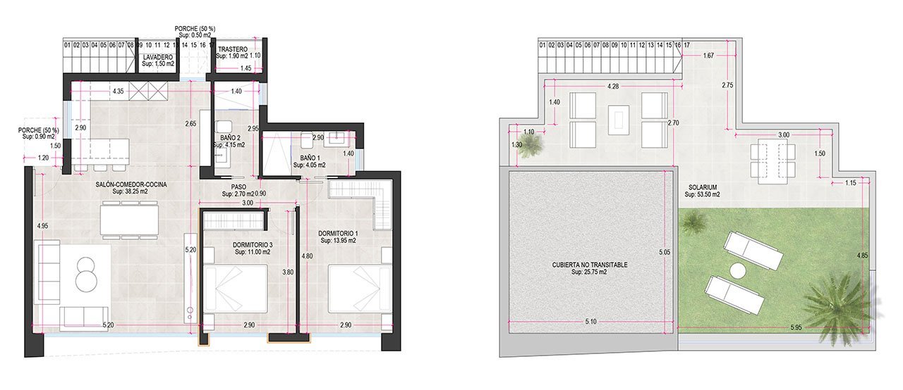 Villen mit 2 Schlafzimmern, 2 Bädern, Dachterrasse, Vorinstallation Klimaanlage und optionalem Privatpool im Condado de Alhama Golf Resort