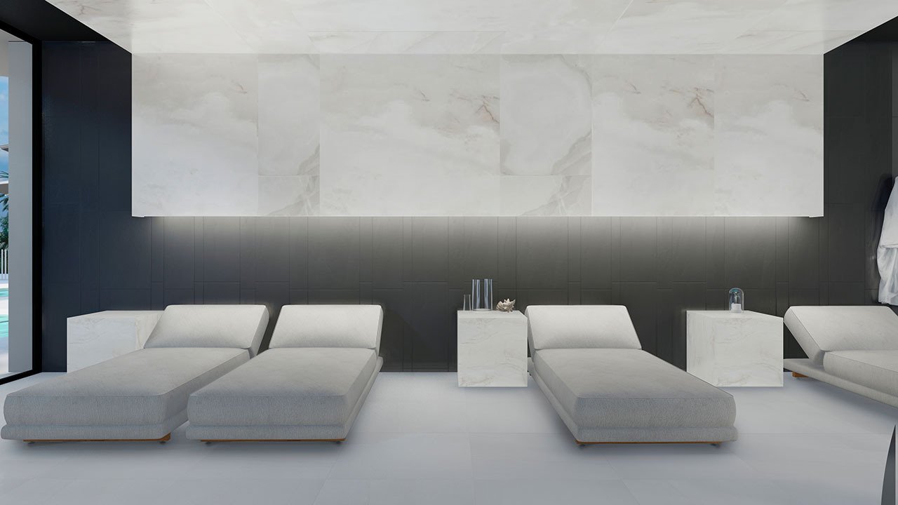 Appartements mit 2 Schlafzimmern, 2 Bädern, Klimaanlage und Einbauküchen mit Elektrogeräten in abgeschlossener Anlage mit Gemeinschaftspool und SPA