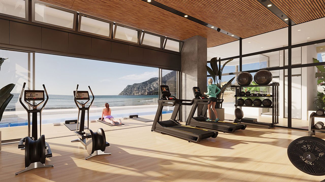 Wohnungen mit 1 Schlafzimmer, 1 Bad, Klimaanlage, Fußbodenheizung in Bädern, Kfz-Stellplatz und Meerblick in erster Linie am Strand