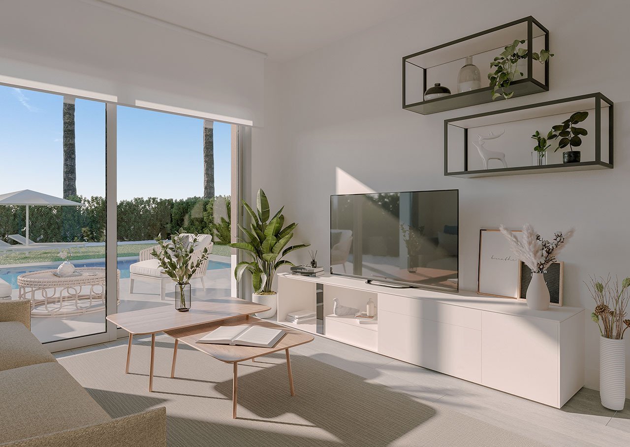 Appartements mit 2 Schlafzimmern, 2 Bädern, Fußbodenheizung in Bädern, Klimaanlage und Gemeinschaftspool nur 300 m vom Strand