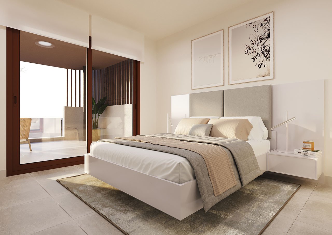 Appartements mit 2 Schlafzimmern, 2 Bädern, Fußbodenheizung in Bädern, Klimaanlage und Gemeinschaftspool nur 250 m vom Meer