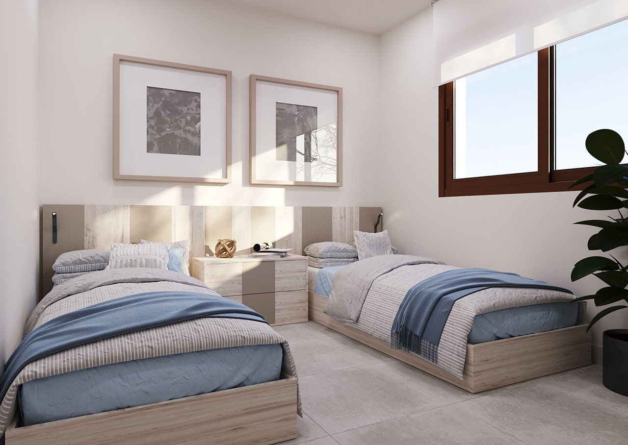 Appartements mit 2 Schlafzimmern, 2 Bädern, Fußbodenheizung in Bädern, Klimaanlage und Gemeinschaftspool nur 250 m vom Meer