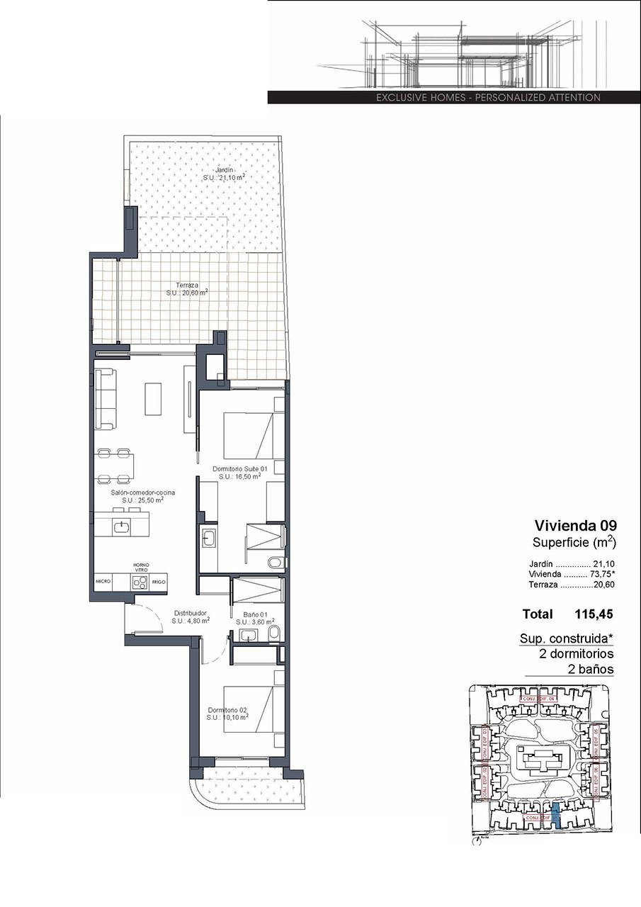 Erdgeschoss-Wohnungen mit 2 Schlafzimmern, 2 Bädern, Klimaanlage, Einbauküchen mit Elektrogeräten, Kfz-Stellplatz und Gemeinschaftspool