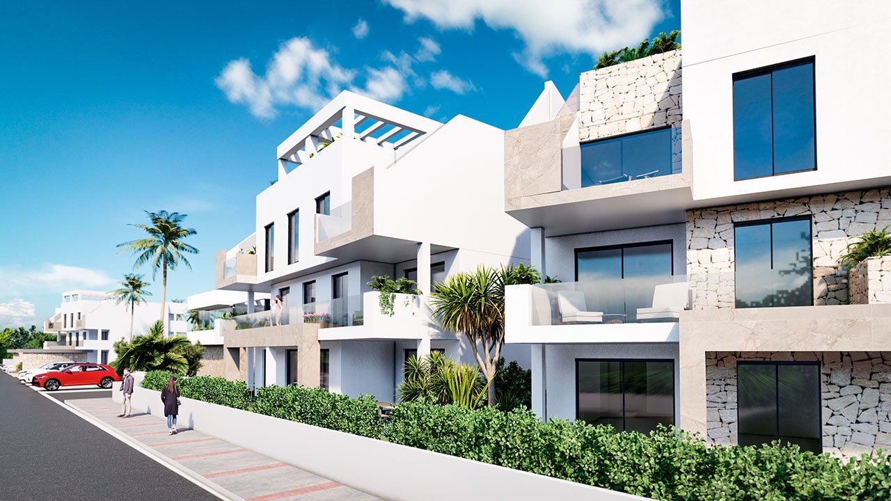 Appartements mit 2 Schlafzimmern, 2 Bädern, Klimaanlage, Einbauküchen mit Elektrogeräten, Tiefgaragenstellplatz, Gemeinschaftspool und Spa