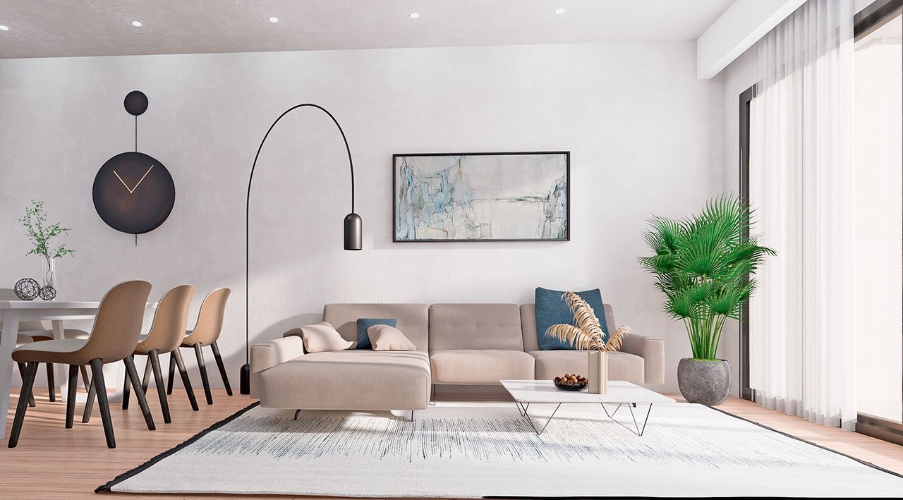 Obergeschoss-Wohnungen mit 2 Schlafzimmern, 2 Bädern, Dachterrasse, optionalem Tiefgaragenstellplatz und Gemeinschaftspool