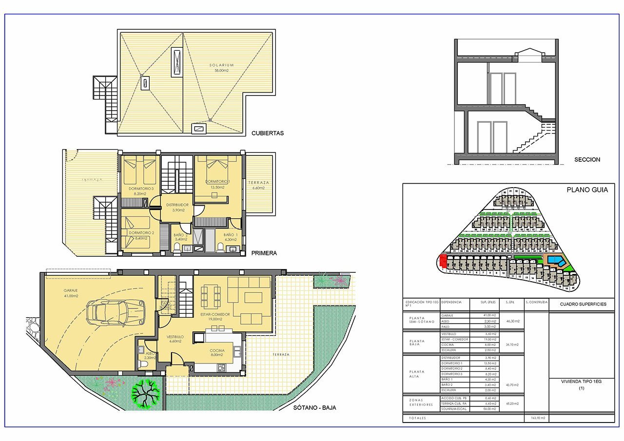 Wunderschöne Reihenhäuser mit 3 Schlafzimmern, 2 Bädern, Gäste-WC, Keller/Garage, Dachterrasse und Gemeinschaftspool bei Alenda Golf