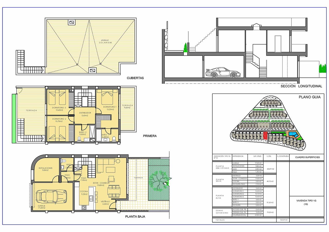 Wunderschöne Reihenhäuser mit 3 Schlafzimmern, 2 Bädern, Gäste-WC, Keller/Garage, Dachterrasse und Gemeinschaftspool bei Alenda Golf