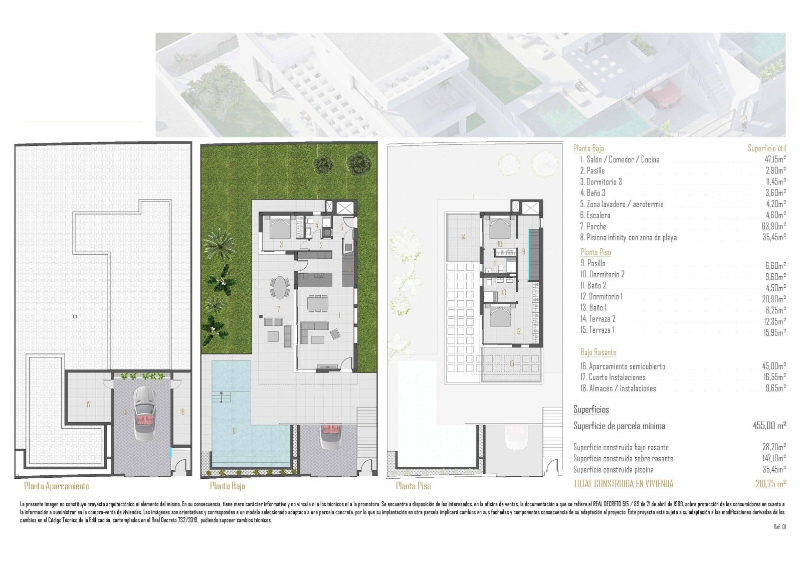 Exklusive Villen mit 3 Schlafzimmern, 3 Bädern, Privatpool, Keller/Garage und Meerblick